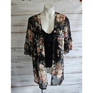 Patpat black sheer floral beach swim coverup sz S New